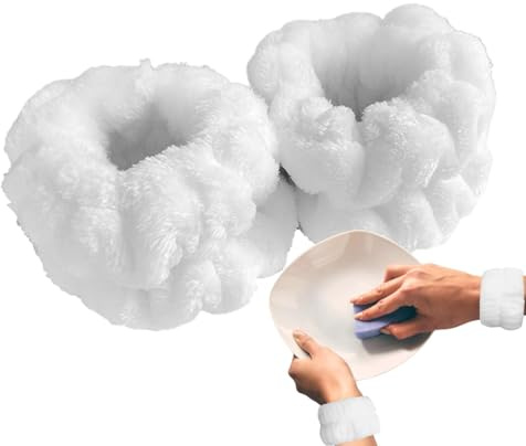 Bandas de microfibra para lavar la cara, muñequeras de microfibra para spa, 2 bandas de muñeca para lavarse la cara, bandas absorbentes para el sudor para mujeres que evitan que el líquido se derrame
