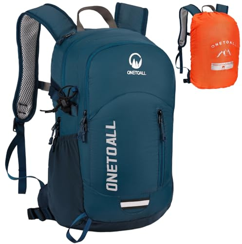 ONETOALL Diebstahlsicherer Wanderrucksack Damen 20L, Leichter Tagesrucksack Herren Klein, Wasserdichter Fahrrad Rucksack mit Rückenbelüftung zum Wandern Tagestour Radfahren Reisen Pendeln, nur 500g