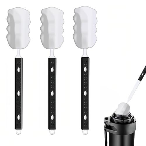 Scovolino per Bottiglie in Spugna, 3 pezzi Bottiglia Spazzola Pulizia, Manico Regolabile Scovolino Spazzola per Spugna Scovolino per Spazzola Pulizia Bottiglie Vino Rosso Tazze e Bollitori biberon