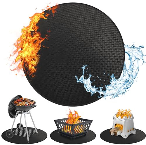Gugxiom 48 Fire Pit Mat for Bonfire, Round Under Grill Mat for Outdoor Grill, Fireproof Mat, Double-Sided Fireproof Under Grill Mat for Smokers, Kamado, Deck, Grass, Floor