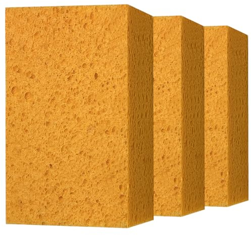 Car Wash Sponges, 3 Pack Extra Thick Large Cleaning Sponge Multi-Purpose for Bathroom Kitchen Bike Boat, Large Size Sponges 4'' X 6'' (Yellow)
