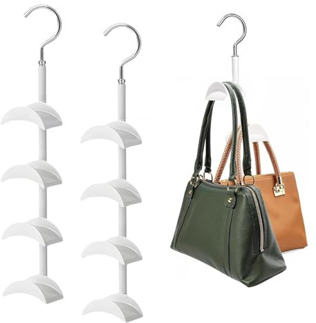 Accmuzzy 2 pezzi organizer per borse, organizer per borse con rotazione a 360°, organizer per borse, cravatte, cappelli, cinture, sciarpe (2 pz bianco)