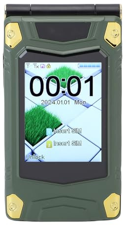 Elprico Vänd Mobiltelefon för Seniorer, Enkla Mobiltelefoner, Lång Standby Dubbel Sim, Hastighetsuppringning, Röstsändning, 4800mAh Batteri, Stor Knappsats, 2G Bläddertelefon (Grön)
