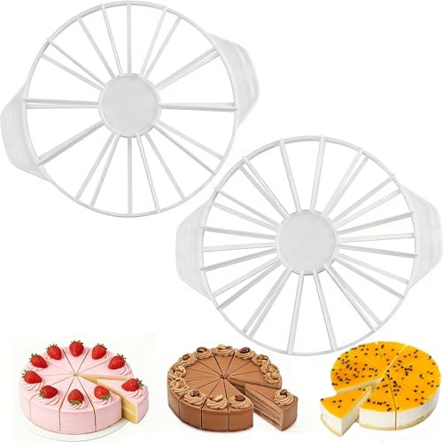 Ulluthu Cortador de Tartas y Marcador de Porciones | Set de 2 (10/12 y 14/16) | Divisor Redondo de Plástico PP | Para Cortes Uniformes | Utensilio de Cocina Práctico