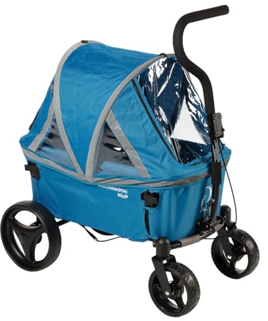 Beachwagon MINI Combideal rullvagn vikbar - 40 kg - Hopfällbar handkärra med sufflett som strandvagn, trädgårdsvagn och campingvagn - kompakt och lätt - ljusblå
