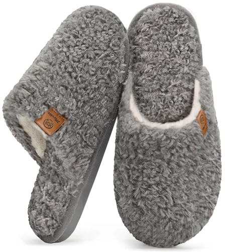 Misolin Tofflor Kvinnor Mäns Vintervärme Tofflor Med Memory Foam Plysch Mjuk Platt Anti-Slip Bekväma Tofflor Inomhus Utomhus