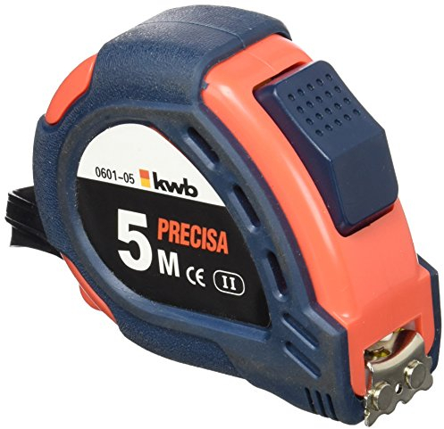 kwb PRECISA Mètre à ruban avec ruban de mesure en acier, 5 m, avec dragonne, fixation pour ceinture incluse, avec crochet magnétique, ruban de mesure pour travaux de mesure dans la construction