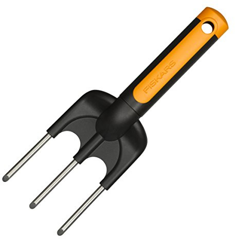 Fiskars Forca con 3 denti, Lunghezza: 25 cm, Denti in acciaio inossidabile, Nero/Arancione, Premium, 1000729