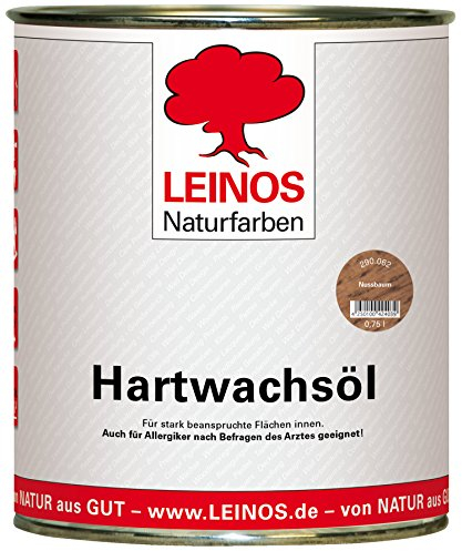 LEINOS 290 Hartwachsöl, 0,75 l, Nussbaum | sehr widerstandsfähige, seidenmatte Öl-Wachs-Harz-Beschichtung | Ideal für stark strapazierte Holzfußböden und Treppen