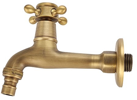 Rubinetto per Lavabo a Muro Rubinetto per Controllo Dell'Acqua Fredda/Calda Classico Europeo Rubinetto Acqua Monocomando in Ottone Massiccio Anticato con Rubinetteria (#1)