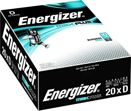 Energizer Pilas Max Plus alcalinas mono, D, LR20, 1,5 V (20 unidades), recibirás 1 paquete de 20 unidades
