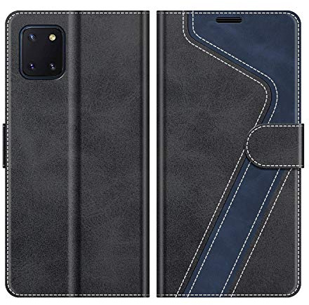 MOBESV Coque pour Samsung Galaxy Note 10 Lite, Housse en Cuir Magnétique Fonction Stand Étui pour Samsung Galaxy Note 10 Lite, Élégant Noir