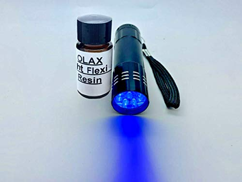 Olax 10ml Résine, Colle UV Léger Flexible pour Montage de Mouches avec 9 LED Torche UV