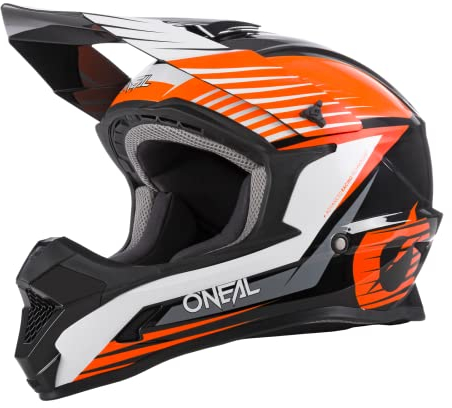 O'NEAL | Motocross-Helm | MX Enduro Motorrad | ABS-Schale, Lüftungsöffnungen für optimale Belüftung & Kühlung | 1SRS Helmet Stream | Erwachsene | Schwarz Orange | Größe L