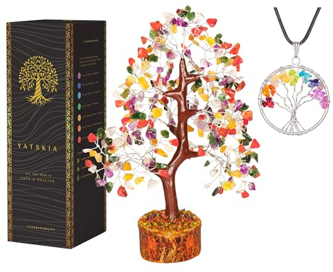 Chakra Tree - Room Decor - Bonsai Tree - Desk Decorations for Women Office - Gemstones and Crystals - Crystal Tree of Life - Meditation Accessories - Housewarming Gift - Money Tree, Chakra Decor