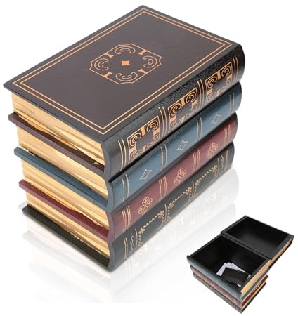 HERCHR Scatola di libri finti in stile europeo, Antico Classico Decorativo Falso Libro, Scatola di Immagazzinaggio di Gioielli a Forma di Libro di Simulazione, Scatole Decorative per Libri,15,9×20 cm
