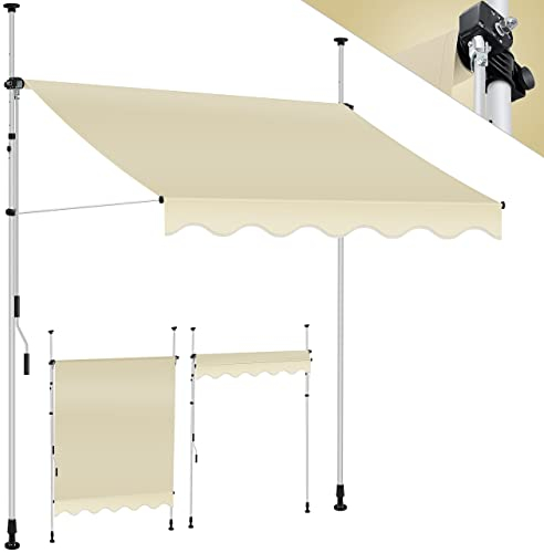 KESSER® Store banne avec manivelle pour Balcon | Store pour Balcon sans Trous à percer, résistant aux UV, réglable en Hauteur, Hydrofuge, protège du Soleil, Toit de terrasse, Beige, 250cm
