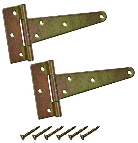BRESKO Kreuzgehänge verzinkt Scharnier Torband Türband Ladenband T-Scharniere T-Bänder 2er Set mit Schrauben (150x35x80 mm)