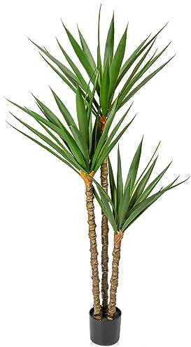 Oairse 5.6ft Artificial Yucca Tree Fake Large Agave Plant with 3 Detachable Agave Heads Tropical Floor Plants Faux Palm Trees for Home Office Corner Indoor Outdoor Decoration, 170cm