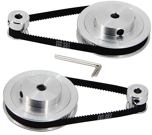Zeberoxyz 2PCS Set GT2 Synchronous Wheel 20&80 Teeth 6mm Bore Aluminum Timing Pulleys with 2PCS Length 250mm Width 6mm Belt (20-80T-6B-6)