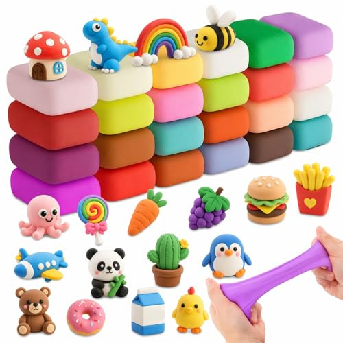 KAYEF 24 colori di argilla da modellare leggera, kit di pasta da gioco, argilla polimerica con strumenti di modellazione, adatti per progetti di modellazione fai da te, regali artigianali, ecc.