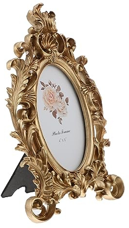 1 st oval fotoram guldramar affischram barock bildram oval bildram vintage guldram utsmyckad fotoram rustik retro harts 4 x dekorativ ram skrivbord