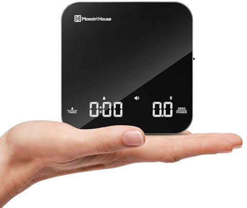 Maestri House Mini-Kaffeewaage mit Timer, Wiederaufladbare Espresso Waage, Präzise 2kg/0,1g Waage für Espresso & Pour-Over, Tragbare Digitale Küchenwaage mit Automatischer Zeitmessung