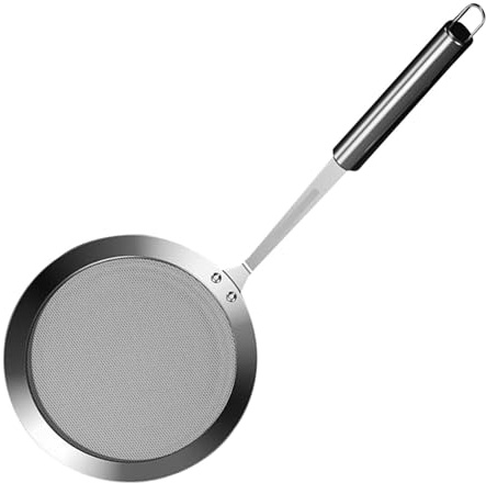 Colador de malla fina | Colador de malla fina de acero inoxidable – colador de malla fina con mango largo – colador de malla multifuncional | colador de metal, utensilio de cocina para cocinar,