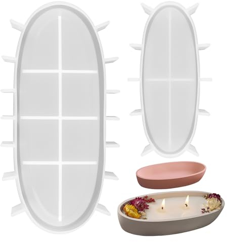 Molde de Bandeja para Resina de 2 Piezas, Moldes para Velas Ovalados DIY, Molde Resina Epoxi Reutilizables, Moldes Silicona para Portavelas, Bandejas de Joyería, Cuencos de Almacenamiento