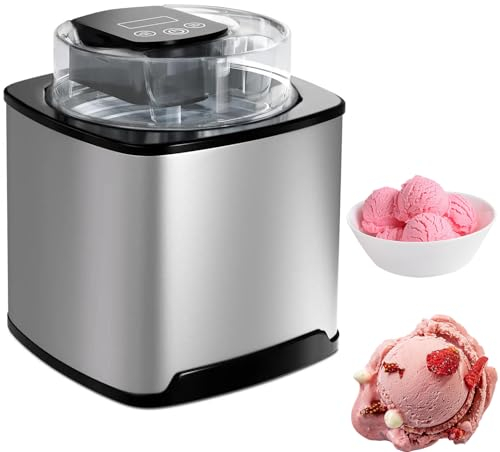 SONLED Machine à crème glacée, Machine à crème glacée Molle, comptoir de 2 L, Bol de congélation de Grande capacité, crème glacée Faite Maison, Yaourt, crème glacée, Affichage LED, Nettoyage Facile