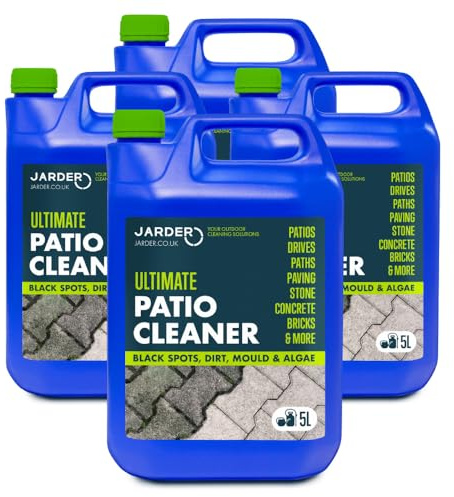 Jarder Ultimate Patio Cleaner for Stone, Sandstone, Paths, Steps, Block Paving, Concrete Flags and More 4 x 5L - Cleans Dirt, Black Spots and Grime - Restores Colour