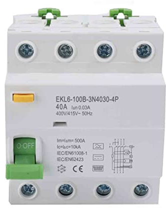 Cozyel Fehlerstromschutzschalter/Fehlerstrom-Schutzschalter/FI Schutzschalter/FI-Schalter/RCD / 4-Polig / 40A / 30mA / Typ B Wallbox E-Auto Allstromsensitiv Schalter Automat Sicherung circuit breaker