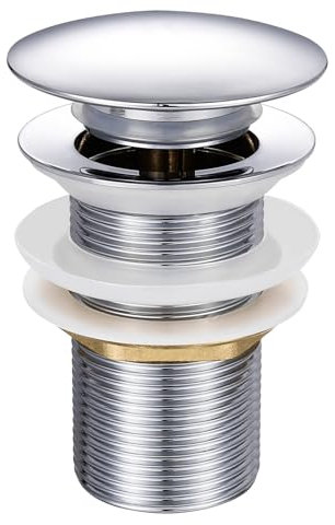 TODOT Bonde de Lavabo Pop-up, Vidage Clapet Push Open Pour Lavabo, Chromé G 1 ¼ (Chromé sans Trop-plein L)