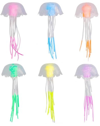 6 Pcs Aquarium Deko, Leuchtende Quallen, Aquarium Dekoration, Künstliche Quallen, Glühende Aqua Ornaments, Glühende Jellyfish Ornament Dekoration Für Fisch Becken