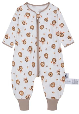 Baby sovsäck sommar med fötter 0,5 tog 100 % bomull barn sommar sovsäck med ärmar för pojkar och flickor, Lövi, L/95-105CM