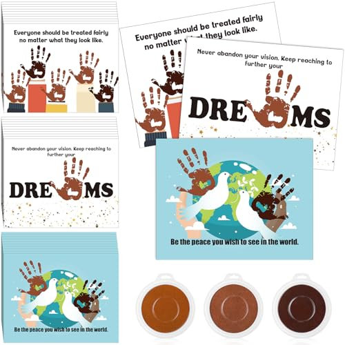 Motipuns Handabdruck-Set mit 3 großen Stempelkissen, schwarze Geschichtsdekorationen, schwarze Geschichte, Monat, Aktivität für Schule, DIY, Lernset, Februar-Dekoration, 30 Stück