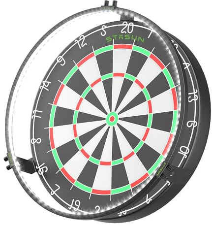 STASUN Lumière de Cible de Fléchettes Magnétique 360°, Système d'Éclairage Périphérique LED Modulable 12W 6500K et Accessoires