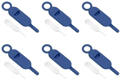 PATIKIL Herramienta de extracción de soporte de tarjeta SIM, 6 pines de tarjeta SIM, abridor de agujas, bandeja de expulsión, pines de expulsión para teléfonos celulares, tabletas, routers, color azul