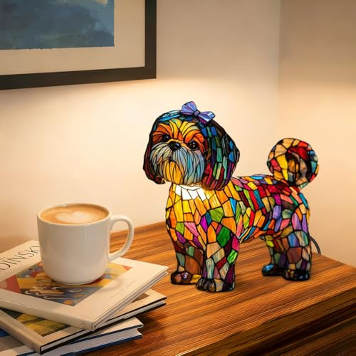 LOMUG Lampada decorativa a forma di barboncino, in resina, lampada a LED per cani, classe energetica A, lampada da notte per gli appassionati di cani, decorazione per la cameretta dei bambini