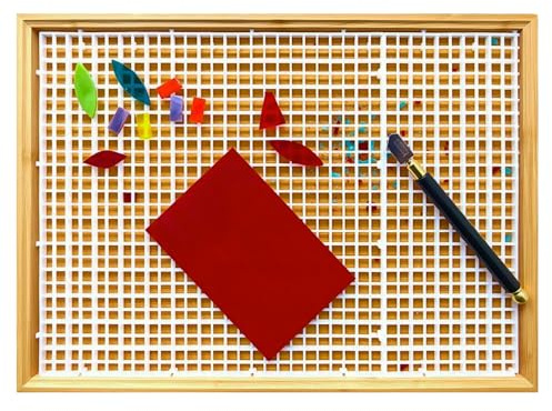 Stained Glass Cutting Mat Double Layer Detachable Glass Cutting Pad with Fragment Catcher (17x12) for Craft, Tile & Glass Cutting Projects