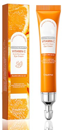 Crema per gli Occhi con Vitamina C, Crema Contorno Occhi Antirughe, con Rullo Oculare, Riduce le Rughe e le Borse, Occhiaie e Borse, Una Pelle Sotto Gli Più Liscia E Luminosa (1x20ML)