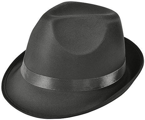 Bristol Novelty BH509 Gangster Fedora-Hut, schwarz, „Madness“-Stil, Unisex Adult, Einfarbig, Einheitsgröße
