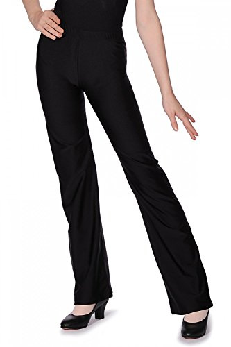 Roch Valley Women's Nylon/Lycra Flared Leg Jazz Pants, Black, 10 UK