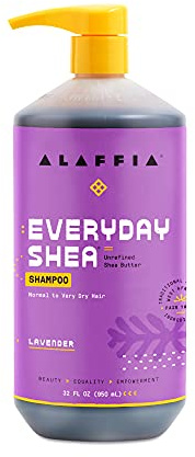Alaffia Shampoo, Lavender – EveryDay Shea Sulfate-Free Shampoo with Moisture-Rich Shea Butter and Coconut Oil, 32 Oz