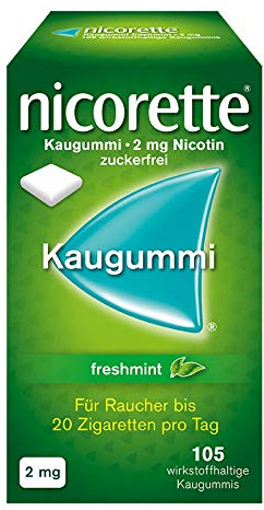 Nicorette 2 mg Nikotinkaugummi freshmint für Raucher zum Aufhören, zuckerfrei, 105 Stück