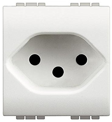 BTicino N4164/13 Livinglight Presa 10A, Svizzera, Bianco