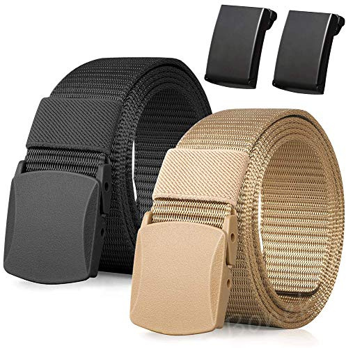 Boneke Nylon Gürtel, 2er Pack Männer Arbeitsgürtel, Verstellbarer Outdoor Stoff Gürtel Schnell durch die Flughafen sicherheit, Metalls Schnall+Kunststoff Schnall