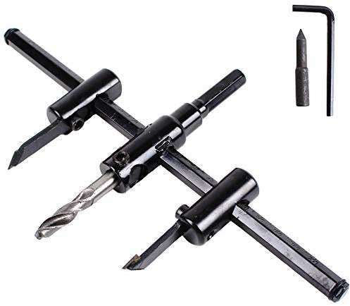 Kit per sega a tazza regolabile, per la lavorazione del legno, per legno, per cartongesso, taglio rotondo, regolabile da 30 a 200 mm (30 – 200 mm)