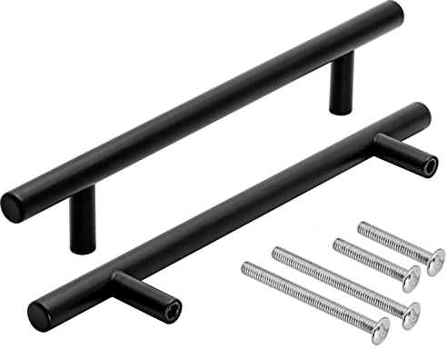 Stahlia Möbelgriffe schwarz Ø 10mm Edelstahl 192mm (1 Stück) Schrankgriffe Küchengriffe schwarz Griffe Möbel Schubladengriffe Schranktürgriffe