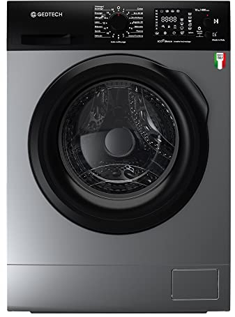 GEDTECH - Lave-Linge GLL91400SLI- 10kg, 1400 Trs/min - Charge Frontale - Classe Énergétique B - Fabriqué en Italie - Couleur Silver